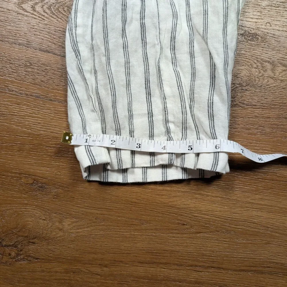 Quince European Linen Tapered Ankle Pants Women S White Striped Resort Coastal